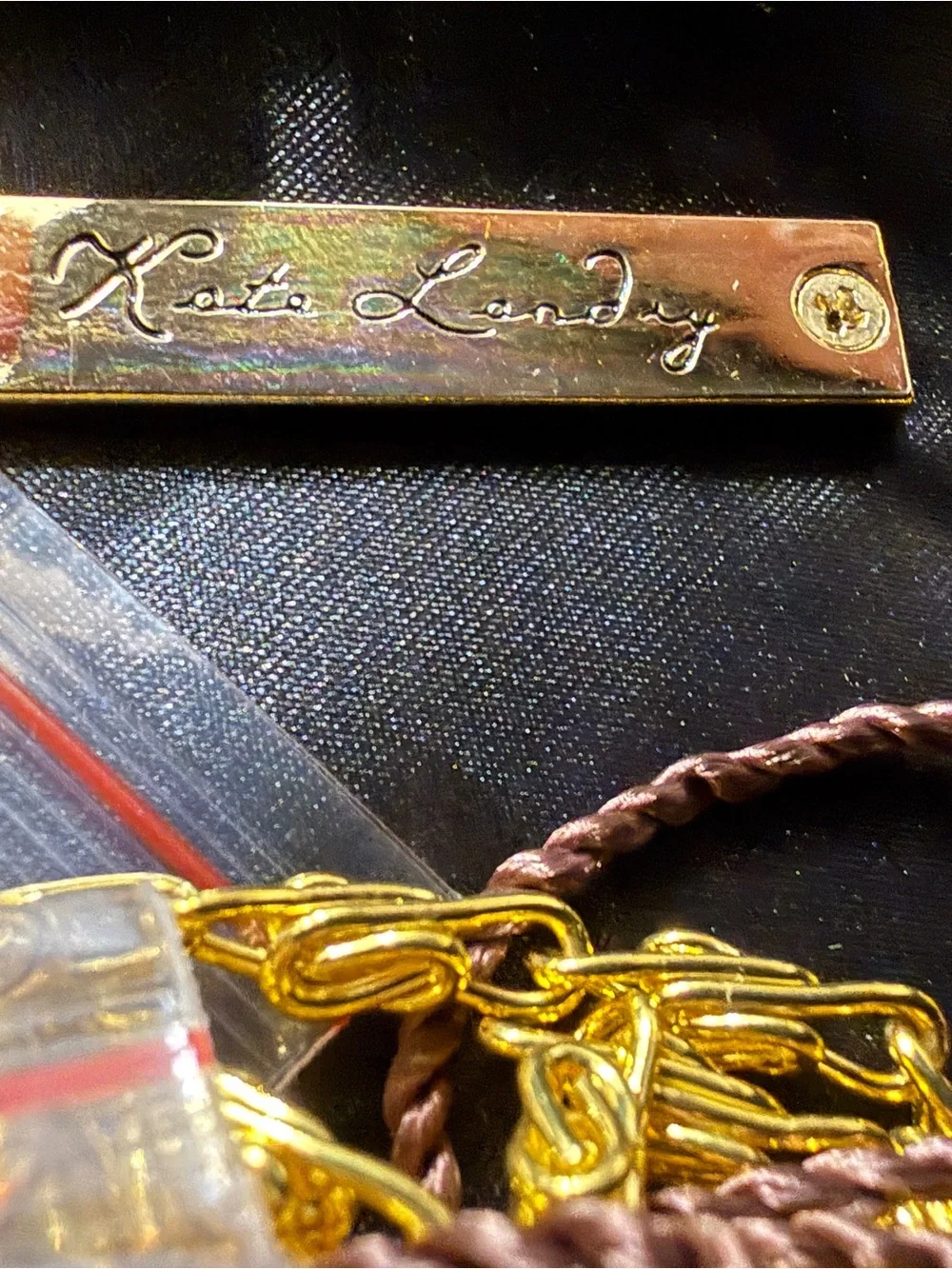Kate Landry Gold Crystal Mesh Bow Clutch